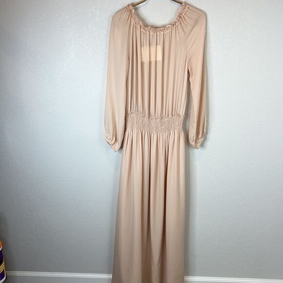 NWT LoveShackFancy Smocked Washed Silk Maxi Dress In Powder Pink- Size XS - Picture 9 of 15